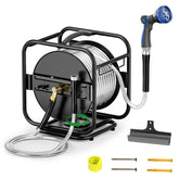 SPECILITE heavy-duty hose reel with a rotatable 360-degree base for flexible watering.