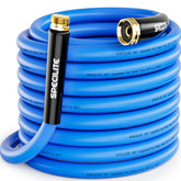 SPECILITE hose 50ft blue exterior view highlights durable watering in all seasons.