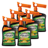 Spectracide Weed Stop bottle label shows broad weed control for resilient lawns.