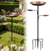 SPOKKI metal bird bath with 12 inch bowl attracts multiple birds to your yard