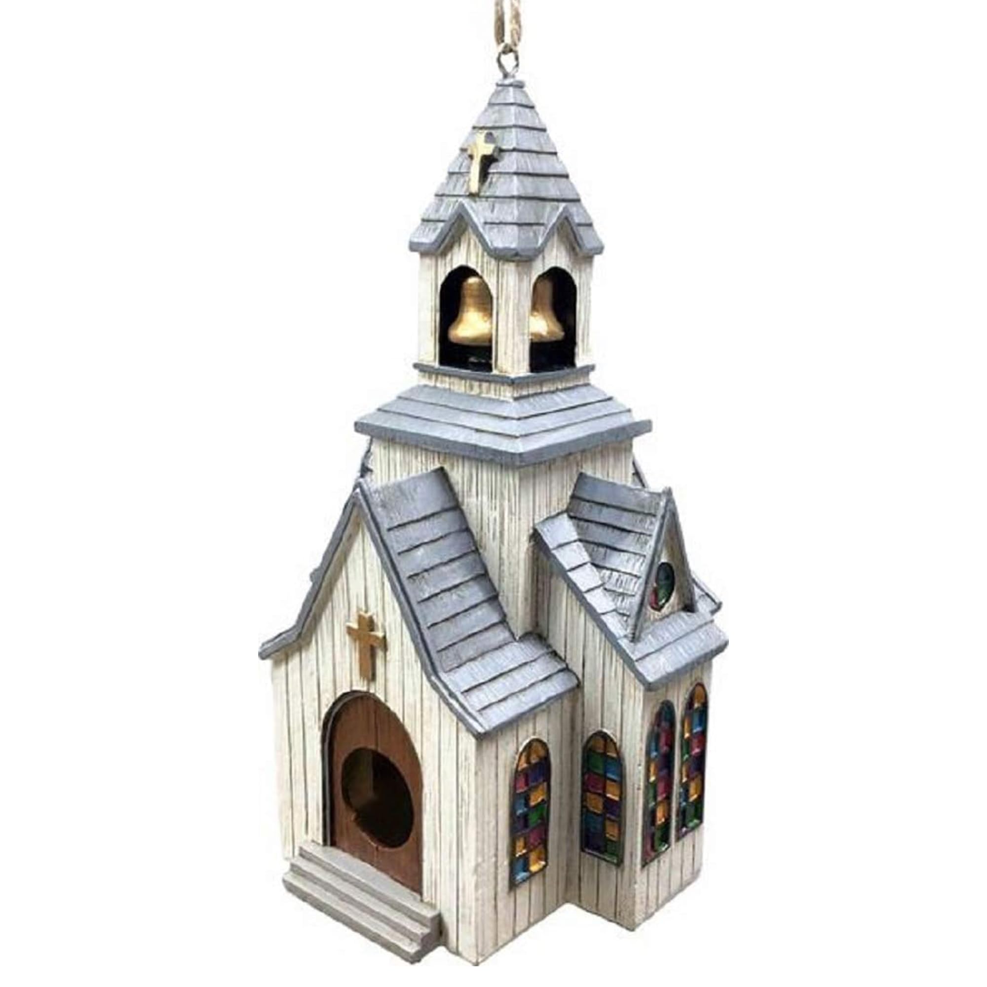 Spoontiques birdhouse hand-painted hanging decor for outdoor garden charm.