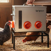 Sprigrown metal chicken feeder with window showing feed level for easy topping