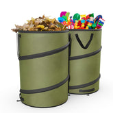 Sprinia collapsible 30-gallon trash can opened and ready for camping waste.