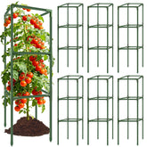 SprintGy 6-pack square tomato cages provide sturdy 49.2-inch plant support for a thriving garden.