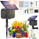 Srygery LCD display on the irrigation kit shows programmable watering settings.