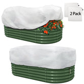 Stadeco plant covers shield rectangular planters from frost while preserving light.