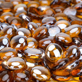 Stanbroil caramel luster half-inch fire glass drops for fire pits, long-lasting color and heat resilience.