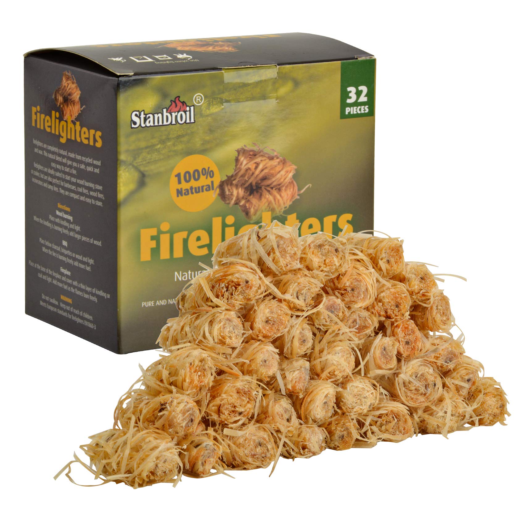 Stanbroil fire starters pack showing easy ignition for grills and campfires.
