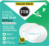 STEM flying insect fan trap glue pad 10-count closeup showing sticky surface for pest capture.