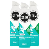 STEM bug spray bottle closeup with plant-based formula for quick bug control
