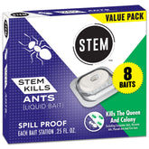 STEM Liquid Ant Bait placed along a baseboard to target indoor ants.