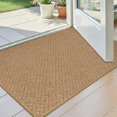 StepAura beige indoor door mat rolled for crease-free packaging and easy transport.