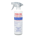Steri-Fab all-in-one spray bottle closeup showing quick-dry disinfectant action