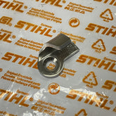 Stihl OEM chain catcher close-up showing rugged metal construction for MS series
