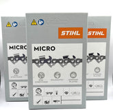 Stihl Picco Micro Mini 3 saw chain 61PMM355 on a bar for precise 16-inch cuts.
