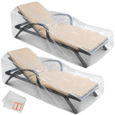 Storage Standard 2-pack clear lounge cover protects an outdoor chair from rain.