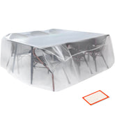 Storage Standard rectangular table cover with clear view protects from dust and moisture.