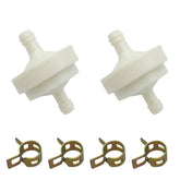 Strongthium inline fuel filter with quarter-inch ID for lawn mowers.