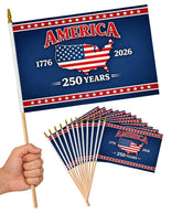 Style-A Flag 12-pack small American flags on sticks, ideal for parades and desk displays.
