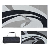 Stylish Camping reversible mat folded for compact storage with carry bag included.
