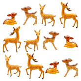 Suartus deer miniature figurine set, 12pc, ideal for table decor and fairy gardens.