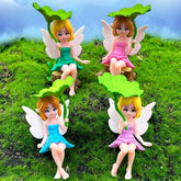 Suartus miniature fairy on a lotus leaf for charming outdoor garden decor