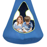 SUCHDECO Kids Nest Swing Chair blue, front view, cozy reading nook for kids