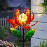 SUCUY solar wind spinner with lotus globe glows softly for patios