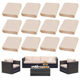 SUKAIKEQA outdoor cushion covers 12-piece set on a patio sofa for a refreshed look.