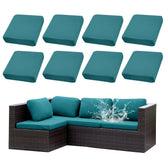 SUKAIKEQA outdoor cushion covers in solid black on a sofa offer a fresh, clean look.
