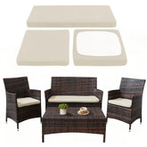 SUKAIKEQA waterproof 3-piece cushion covers on patio sofa, protecting cushions from rain and stains.