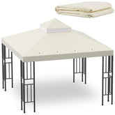 Sumfaller 10x10 double-tier top cover beige protects from sun.