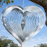 SUNCKET Wind Spinner Heart 12-inch front view with reflective surface for garden charm.