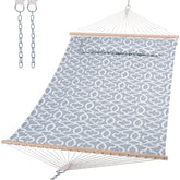 SUNCREAT hammock with double quilting for a cozy outdoor lounge.