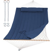 SUNCREAT outdoor double hammock with wooden spreader bar for sturdy lounging