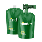 SUNDAY Green Machine fertilizer bottle front for vibrant lawn growth.