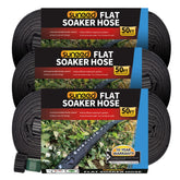 Suneed 3-pack flat soaker hose 50 ft rolled for easy setup.