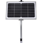 SUNER POWER 10W solar panel charging a 12V gate opener in bright sun