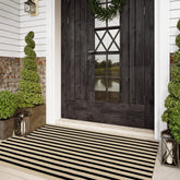 Sungea outdoor striped rug 3x5 in black and tan adds curb appeal to entryways