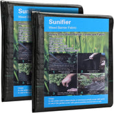 Sunifier garden weed barrier fabric close-up reveals heavy-duty weave for landscaping.