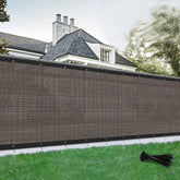 SUNLAX privacy fence screen in brown provides private yard views with breathable mesh.