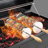 SUNLIFER rolling BBQ basket in stainless steel for grease-free grilling
