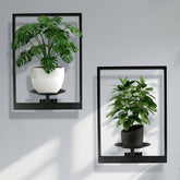 SUNLITOPTO three-frame wall shelf black display for lush indoor greenery