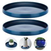 Sunnychicc 10-inch blue glaze ceramic plant saucer protecting surfaces under a pot.