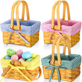 Sunnychicc Easter basket with double handles and pink gingham liner for gifting.
