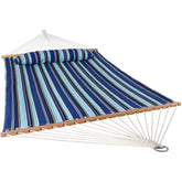 Sunnydaze quilted outdoor hammock with spreader bars ready for two-person lounging