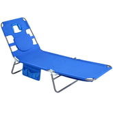 SunnyFeel Beach Lounge Chair front view showing accessible side pouches and sun-ready design