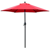 Sunnyglade 7.5-foot red patio umbrella provides wide shade for outdoor seating.