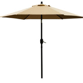 Sunnyglade 7.5ft patio umbrella front view providing ample shade for a small dining setup.