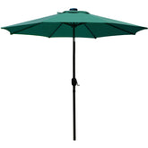 Sunnyglade 9ft patio umbrella in dark green with sturdy ribs providing stable shade.